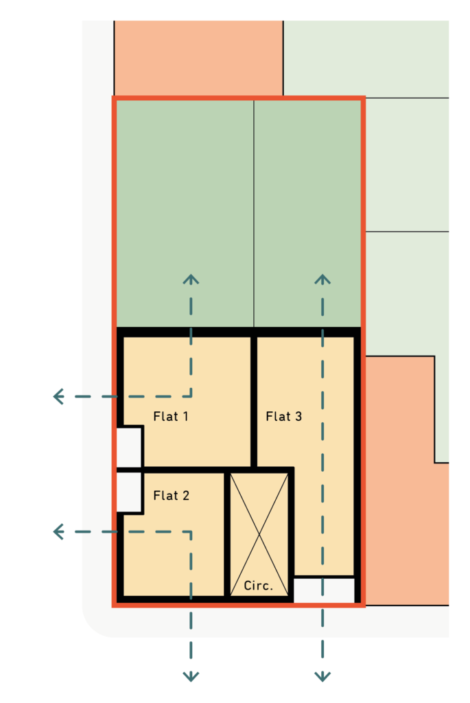 A diagram of a dual aspect corner development.