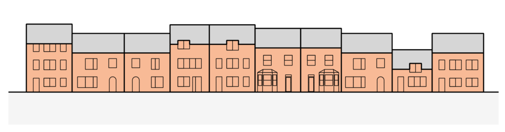 A diagram showing how terraced streets can be developed upwards.